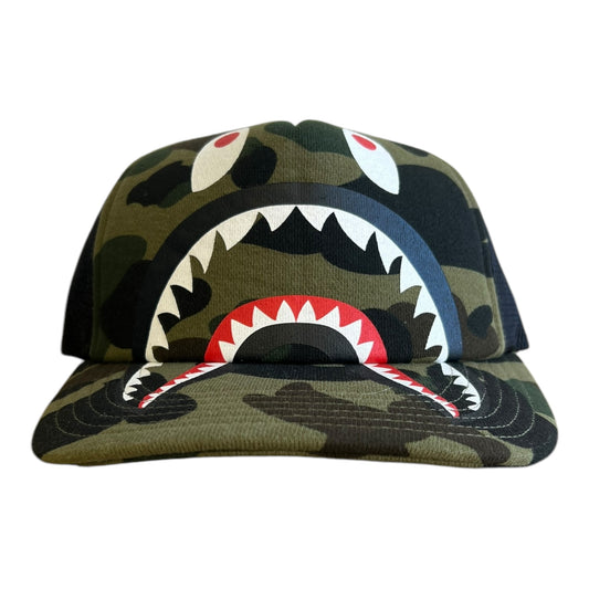 A Bathing Ape 1st Camo Shark Trucker Hat Green