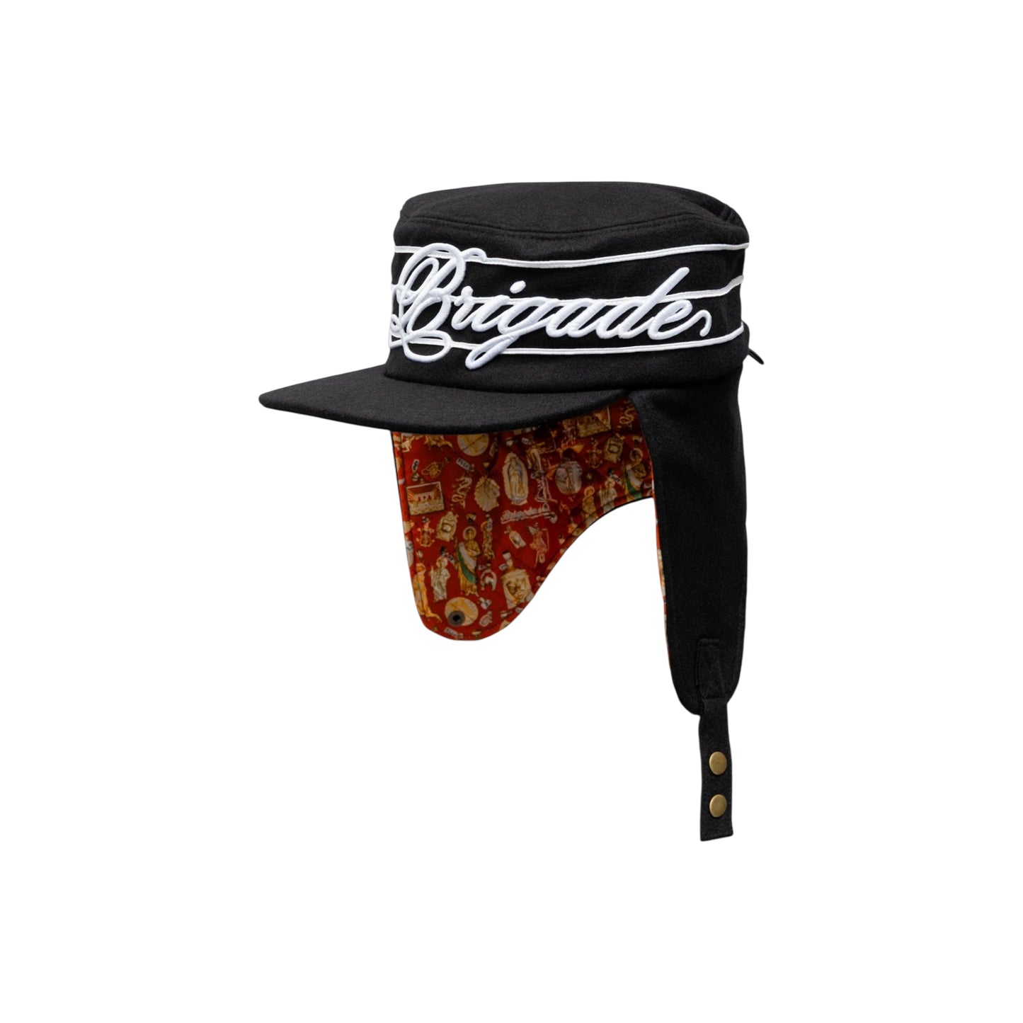 Brigade - Ear Flap Pillbox Hat (Black)