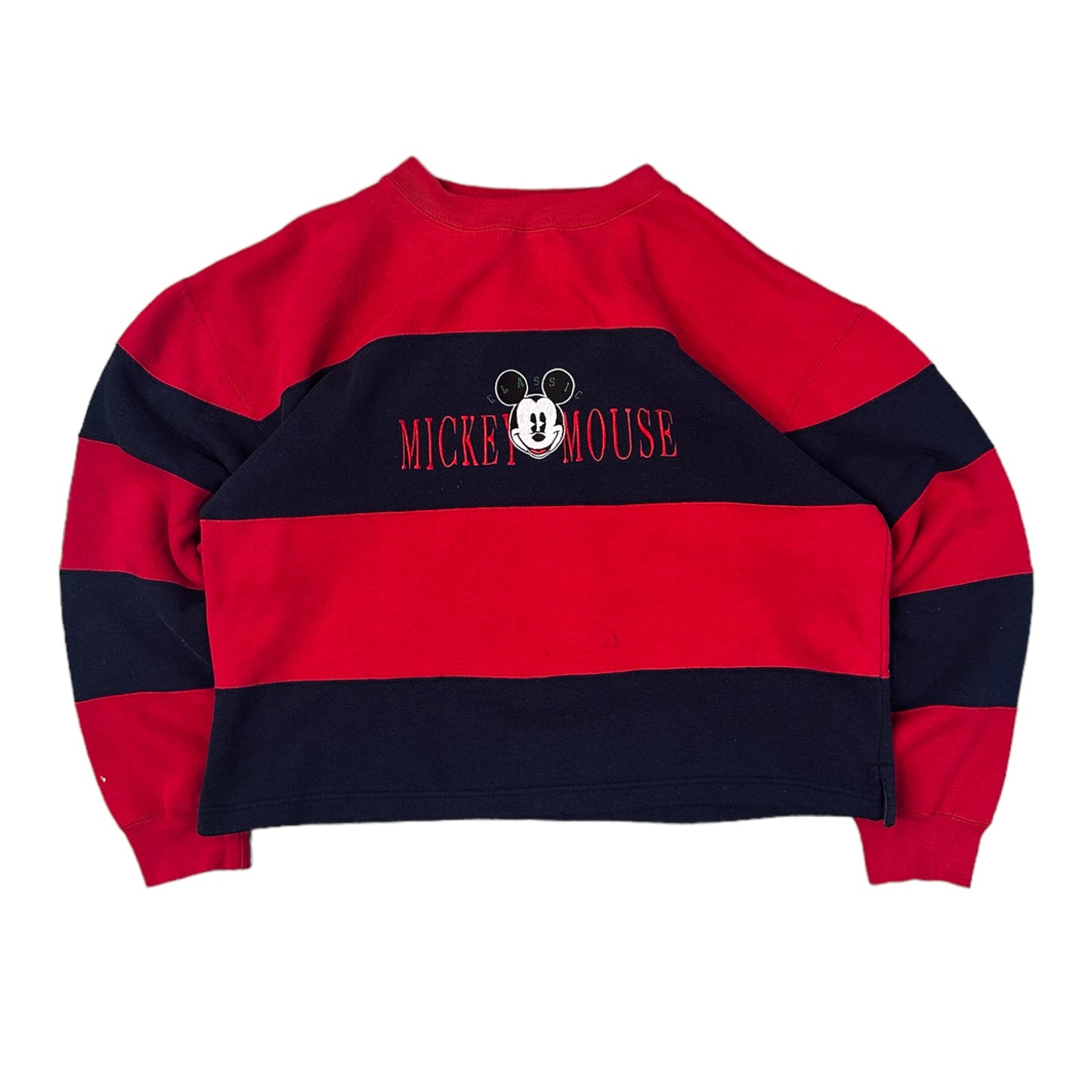 Vintage Mickey Mouse Navy & Red Striped Sweatshirt