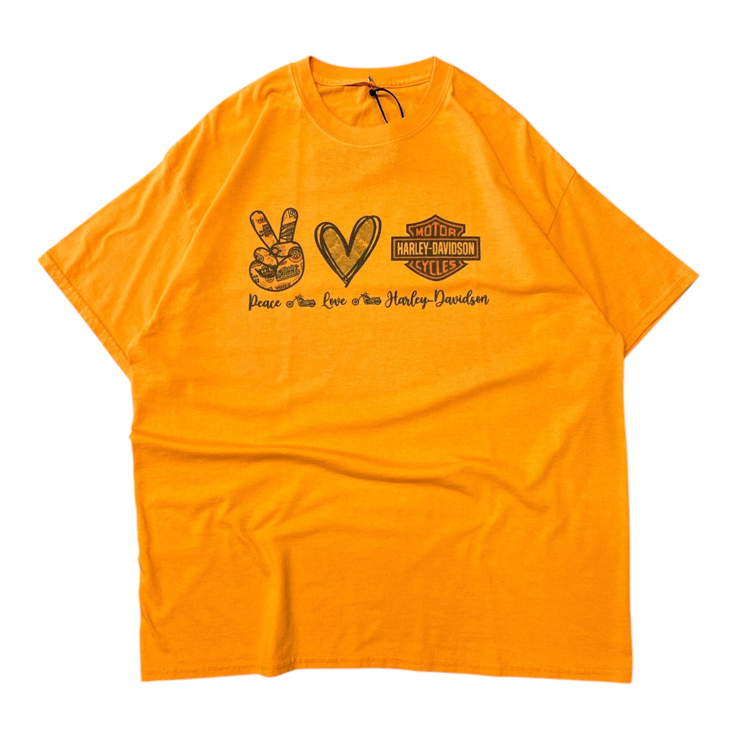 Y2K Harley Davidson ‘Peace, Love’ Orange Tee