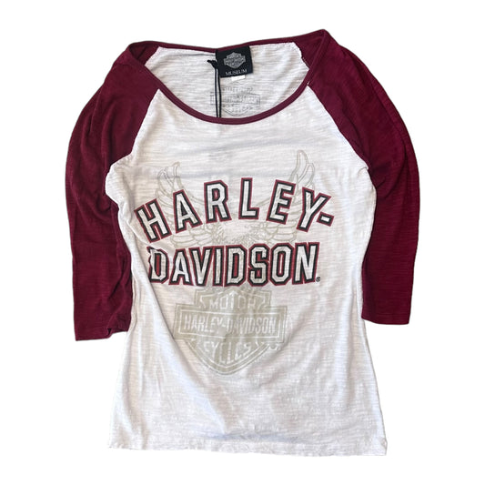 Woman’s Harley Davidson Raglan Cut Baseball Shirt