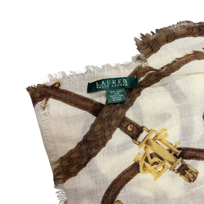 Lauren Ralph Lauren Wool Belt Horseshoe Equestrian Fringed Scarf
