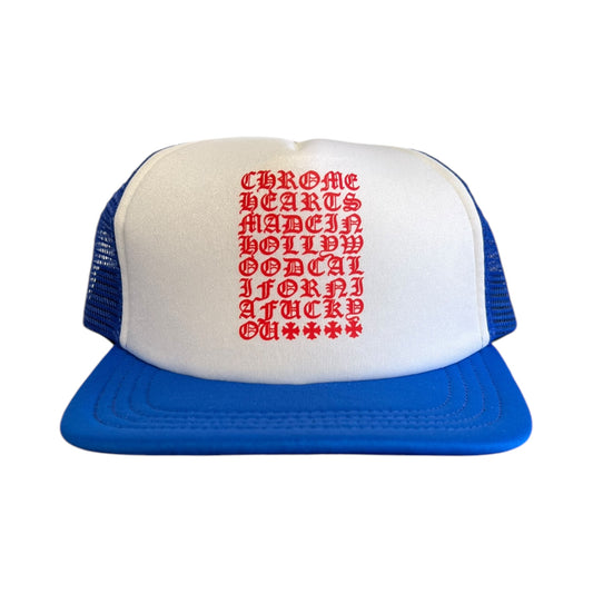 Chrome Hearts Eye Chart Blue Trucker Hat
