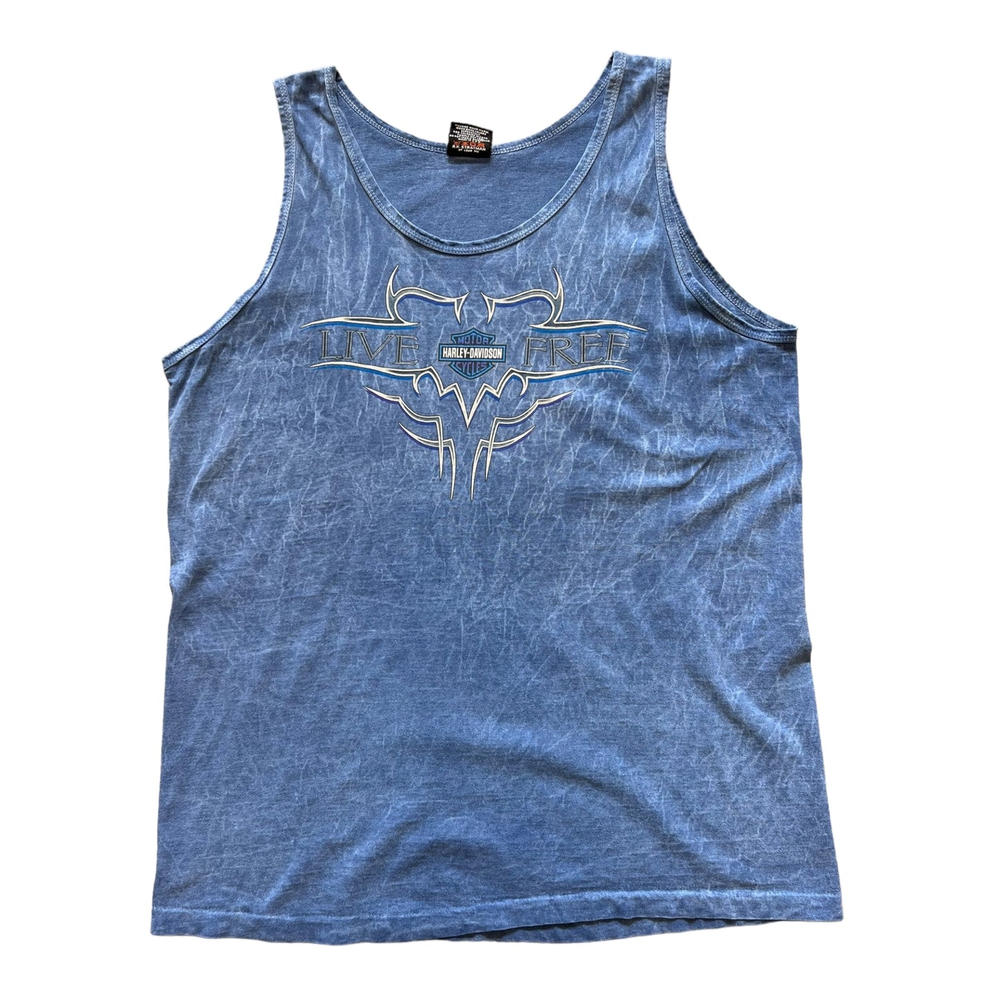 Vintage Harley Davidson Tribal Blue Tank Top