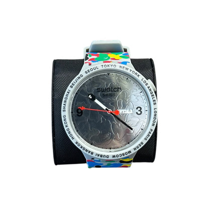 Bape X Swatch Grey Multi Camo Watch