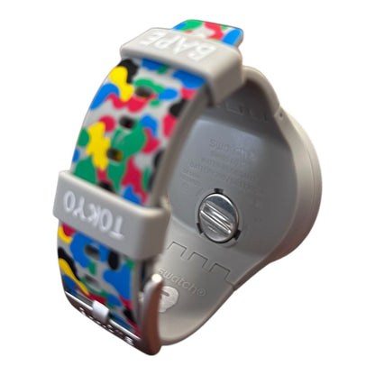 Bape X Swatch Grey Multi Camo Watch