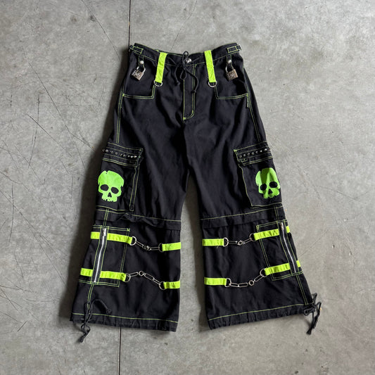 Y2K Tripp NYC Convertible Bondage Green Skull Pants