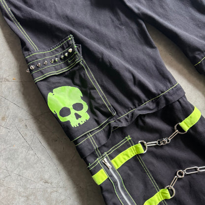 Y2K Tripp NYC Convertible Bondage Green Skull Pants