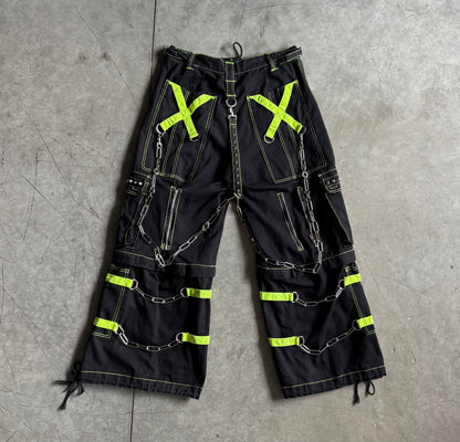 Y2K Tripp NYC Convertible Bondage Green Skull Pants