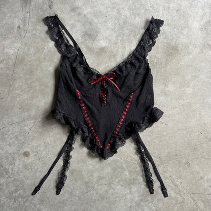 Women’s 90s Red/Black Lace Bustier Top