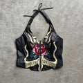 Vintage Women’s Harley Davidson Leather Rose Biker Halter Top