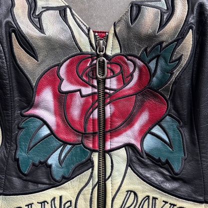 Vintage Women’s Harley Davidson Leather Rose Biker Halter Top
