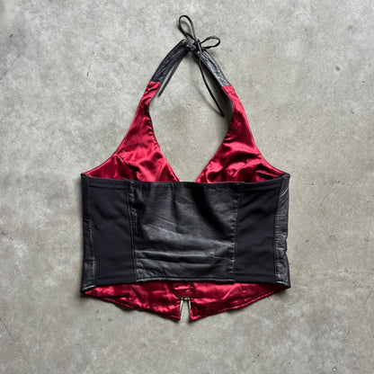 Vintage Women’s Harley Davidson Leather Rose Biker Halter Top