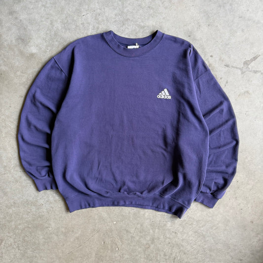 Y2K Adidas Corner Logo Faded Navy Sweatshirt
