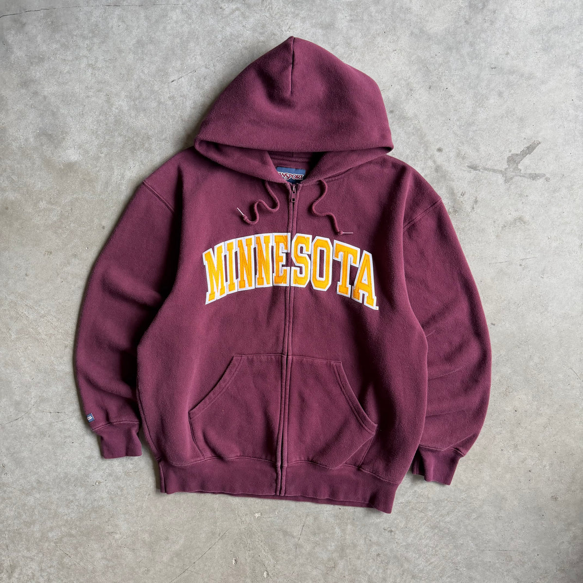 Y2K JanSport Minnesota Gold Spell-Out Maroon Zip-Up