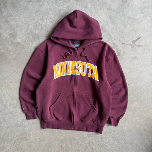 Y2K JanSport Minnesota Gold Spell-Out Maroon Zip-Up