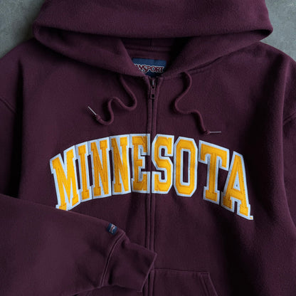 Y2K JanSport Minnesota Gold Spell-Out Maroon Zip-Up