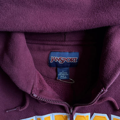 Y2K JanSport Minnesota Gold Spell-Out Maroon Zip-Up