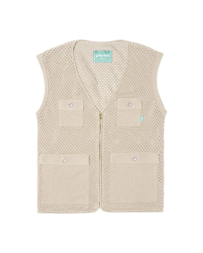 Brigade - Mesh Knit Utility Vest (White)